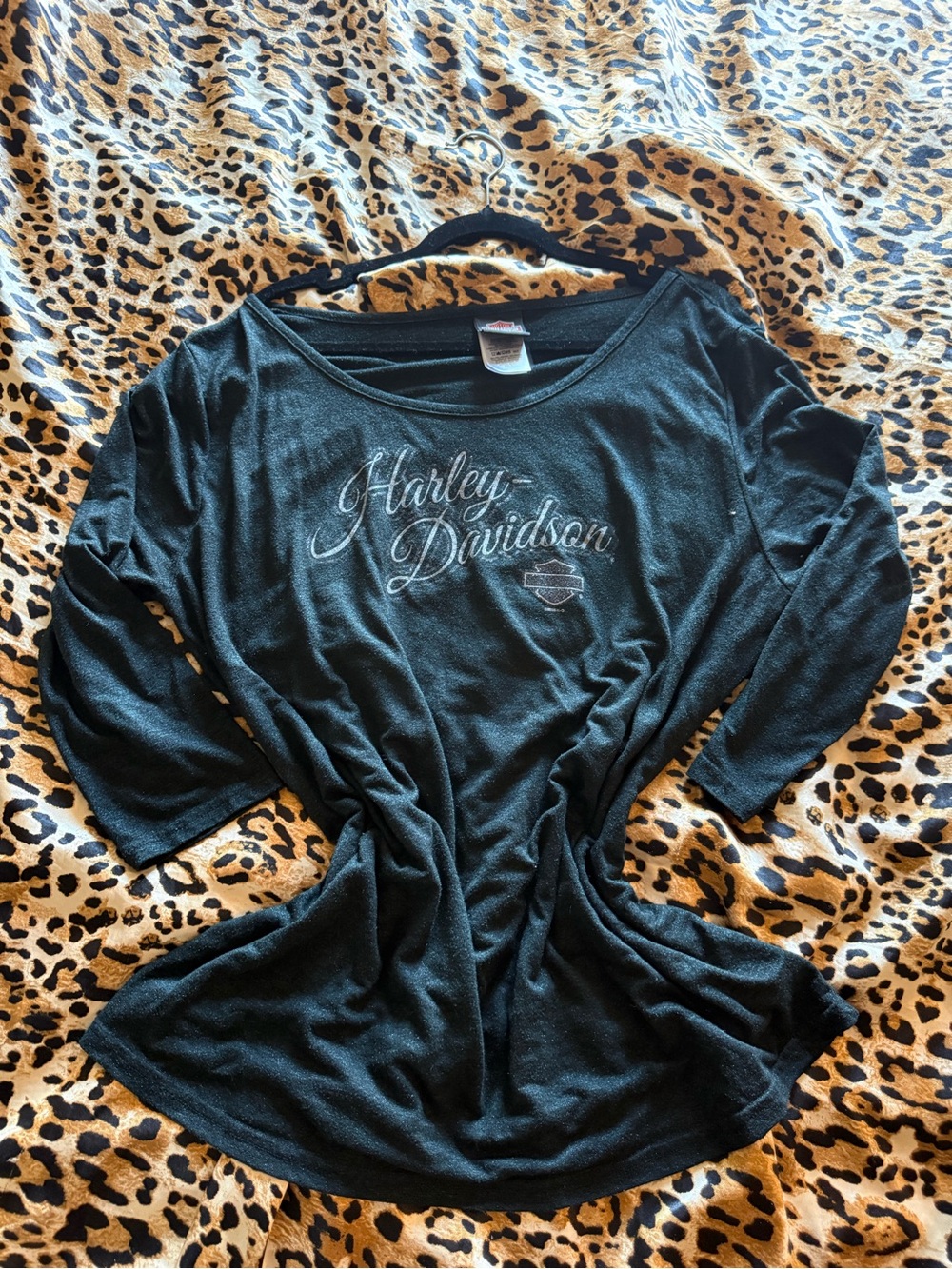 Harley-Davidson Black Long Sleeve Scoop Neck Top